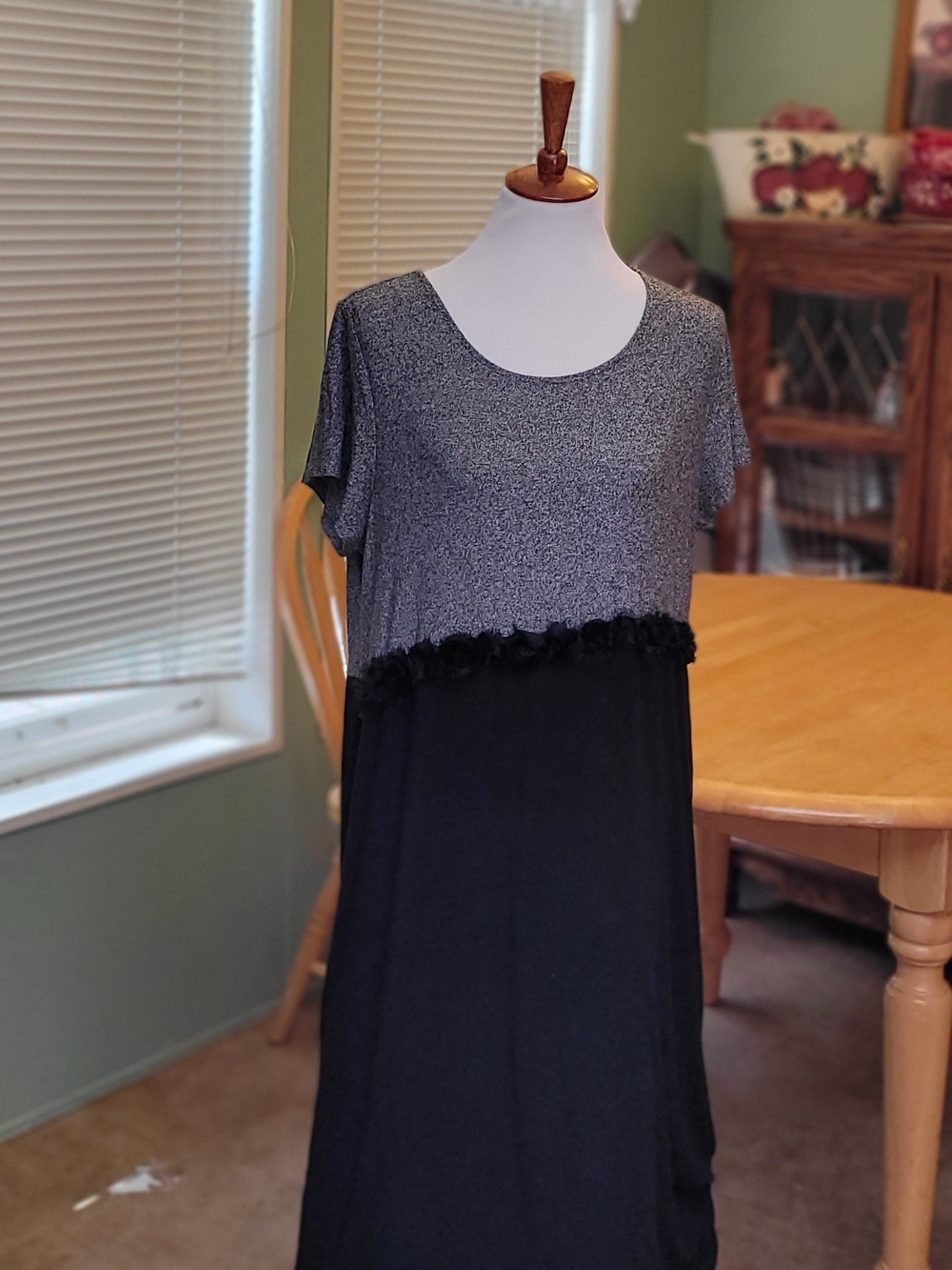 J. Jill Gray and Black Maxi Dress